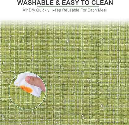 BETEAM Placemats Set of 6, Woven Vinyl Placemat for Dining Table Washable Wipeable Kitchen Place Mats Durable Indoor Outdoor Table Mats