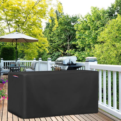 Outdoor Storage Deck Box Cover for Rubbermaid Cabinet, Waterproof Outdoor Storage Container Covers 134 Gal ,Heavy Duty Patio Storage Bench Cover for Patio Furniture,56"L x 28"D x 27"H