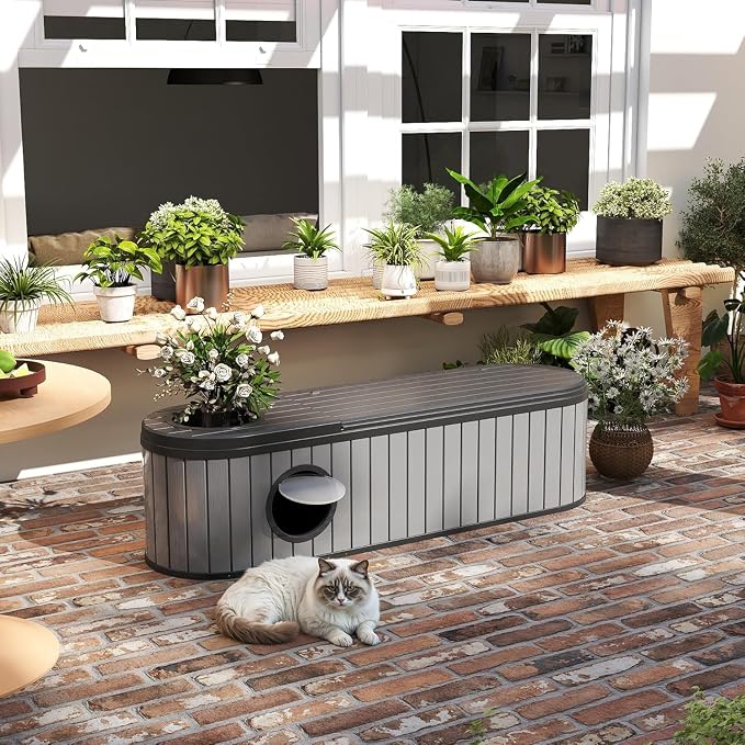 60 Gallon Storage Bench Deck Box Resin Patio Furniture - Image 2