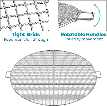 Stanbroil Fire Pit Cooking Grill Grate with 3 Support Bars - Outdoor Round BBQ Campfire Grill Grid - Camping Cookware - Stainless Steel, 36 Inch