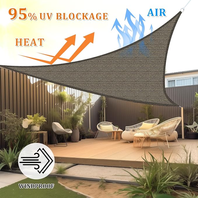 Shade&Beyond Custom Sun Shade Sail 17'x17'x17' Triangle Sun Sail Shades Patio - Image 2