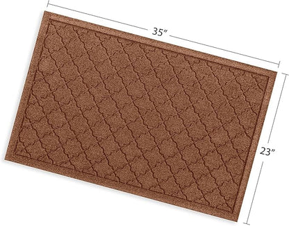 WaterHog Heavy Duty Doorway Mat, 2' x 3', Made in USA, Durable & Skid-Resistant Entryway Mat, Water-Trapping, Indoor/Outdoor Decorative Floor Covering, Cordova Collection, Dark Brown
