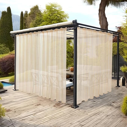 MIULEE Cream Beige Waterproof Outdoor Sheer Curtains - Image 2
