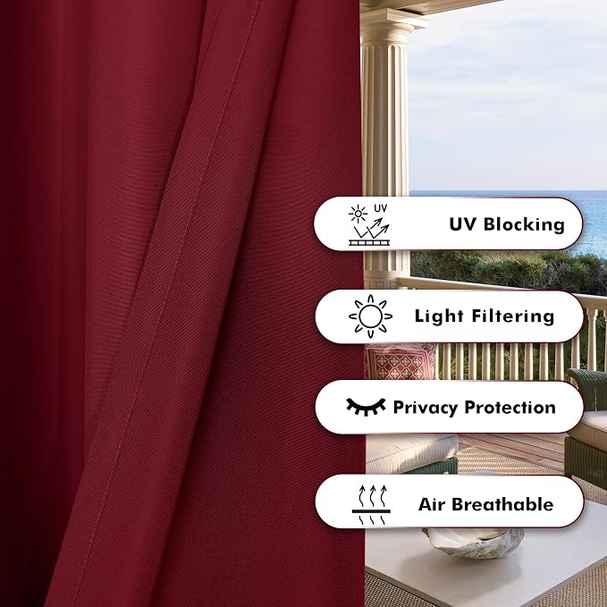 BONZER Outdoor Curtains for Patio Waterproof Thick Privacy | Grommet Light - Image 4