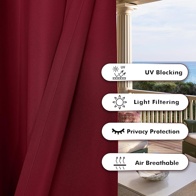 BONZER Outdoor Curtains for Patio Waterproof Thick Privacy | Wide Grommet Light - Image 4