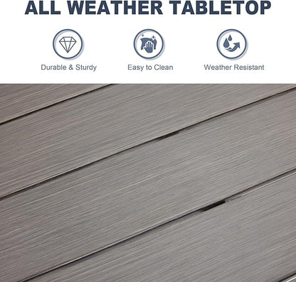 VICLLAX Patio Dining Table, Square Table Metal Outdoor Bistro Table with Rack for Balcony Garden Deck, 28inch Grey