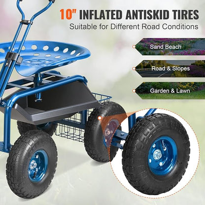 VEVOR Garden Cart Rolling Workseat - Image 5