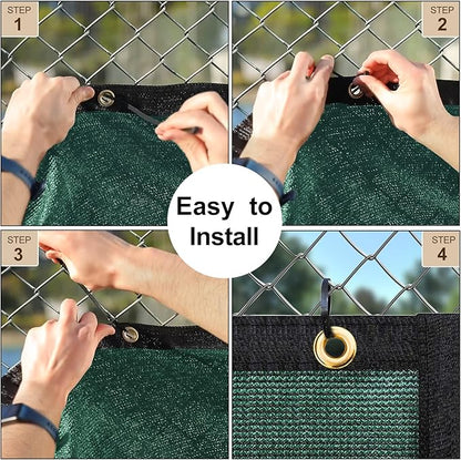 UPGRADE Privacy Fence Screen 4'x24' Dark Green Outdoor 90% Visibility Blockage 170 GSM Mesh Shade Cover Panels for Backyard,Balcony,Home Decoration with Zip Ties,Customized Avaliable