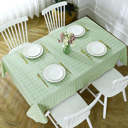 Romanstile Square Vinyl Tablecloth, 100% Waterproof Oil-Proof Checkered Plastic Table Cloth, Heavy Duty Wipeable Table Covers for Dining, Camping, Picnic, Outdoor - 60 x 60 Inch, Green