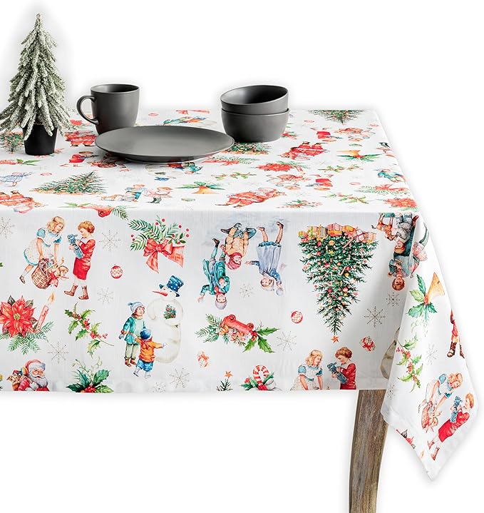 Maison d' Hermine Table Cloth Rectangle Table 100% Cotton 60 x 90 Inches Fall Tablecloth Reusable Everyday Use for Thanksgiving Christmas Decorations Dining Farmhouse Party (Chromo)