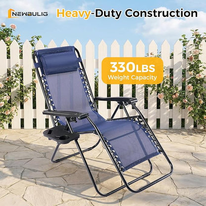 NEWBULIG Zero Gravity Chairs Set of 4, Folding Lounge Recliner Chair | Portable - Image 4