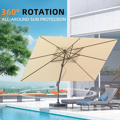 9' X 12' Cantilever Outdoor Patio Umbrellas Double Top Large Rectangle Umbrella - Image 6