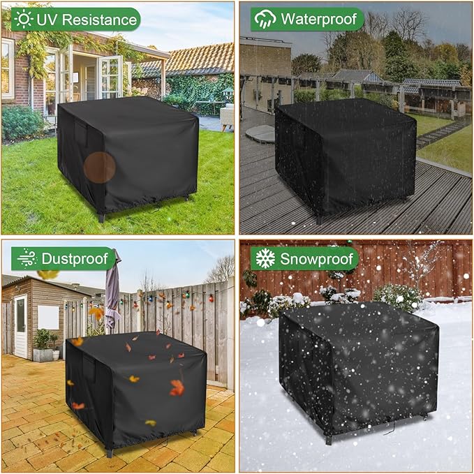 Outdoor Table Cover Square 42 inch Patio Table Cover Waterproof Patio Furniture Covers Rectangular for Outside Small Table and Chair Sets, Fire Pit, Coffee Table, Ottoman -42"L x 42"W' x 28"H