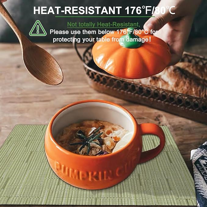 BETEAM Placemats Set of 8, Woven Vinyl Placemat for Dining Table Washable Wipeable Kitchen Place Mats Durable Indoor Outdoor Table Mats