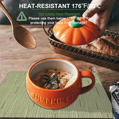 BETEAM Placemats Set of 8, Woven Vinyl Placemat for Dining Table Washable Wipeable Kitchen Place Mats Durable Indoor Outdoor Table Mats
