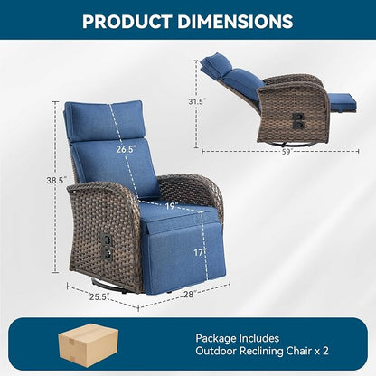 Zero Gravity Patio Swivel Recliner Chairs Set of 2 - Image 2