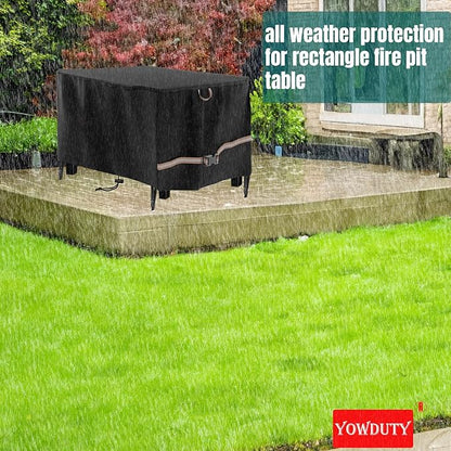 Rectangular Propane Gas Fire Pit Table Cover 52x34x24, Waterproof Heavy Duty 600D Rectangle Outdoor Fireplace Cover 52 Inch, All-weather Protection For Patio Firepit Table 49-52 inch