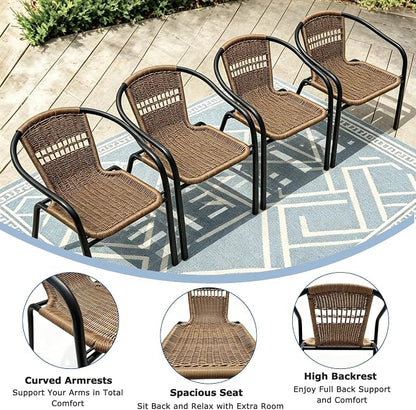 8 Stackable Wicker Patio Chairs, Weather-Resistant Outdoor Seating - Image 6