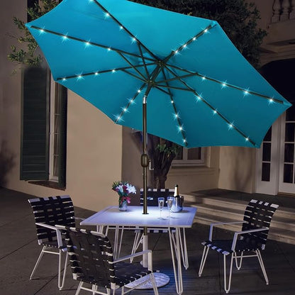 9 ft Solar Umbrella 32 LED Lighted Patio Umbrella Table Market Umbrella - Image 7