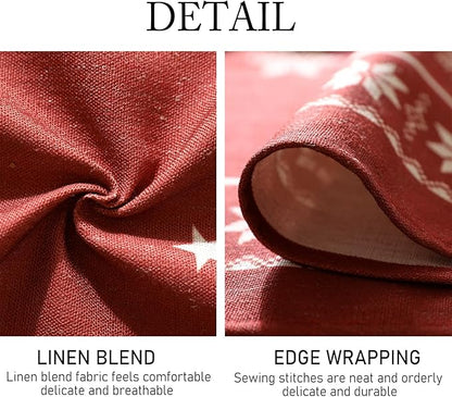 ISAENNE Designer Christmas Red Small Round Tablecloth,Linen Table Cloth with Snowflakes Pattern,Wrinkle Resistant Decor Tablecloths for Dining Kitchen Thanksgiving Christmas,Diameter 55"-Carol C
