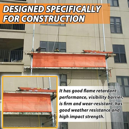 40' L x 40" W Construction Safety Debris Netting with 24 Tapes & Buckles, Orange Fire Retardant Pump Jack Safety Net, Scaffold Safety Netting Rolls Scaffold Net Enclosure