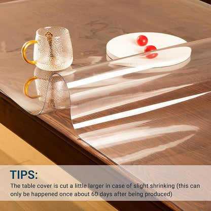 Clear Table Cover Protector Rectangle 36 x 72 Inch, 2.0mm Transparent Plastic Table Protector Waterproof, Anti-Scratch Clear Desk Mat for Office Desktop Dresser Dining Table, FDA Compliant