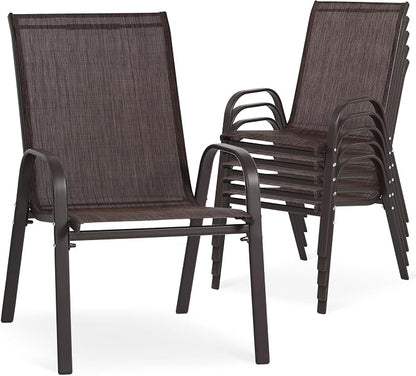24.4" Wide Outdoor Stackable Chairs Set of 6 | Stacking Patio Chairs by Villeston