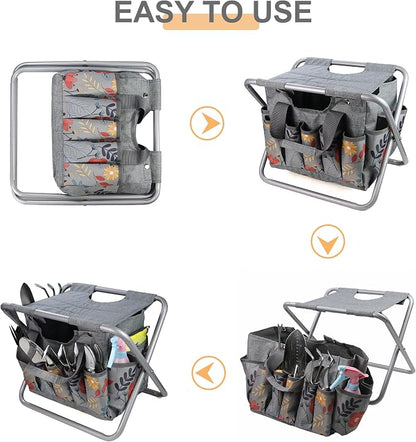 Folding Gardening Stool with Detachable Storage Tote Bag, Gardening Tools Set - Image 6
