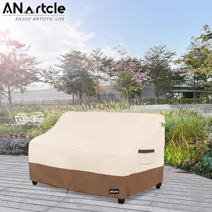 3-Seater Patio Sofa Cover,79W x 37D x 35H Inches Outdoor Couch Cover,100% Waterproof Heavy Duty Patio Sofa Covers,Patio Furniture Covers,Beige&Brown
