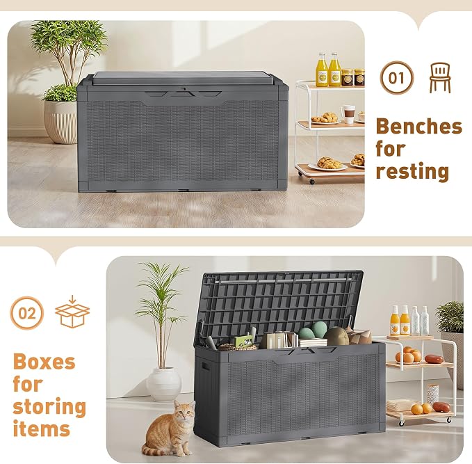 Greesum 100 Gallon Resin Deck Box Large Outdoor Storage Boxes - Image 2