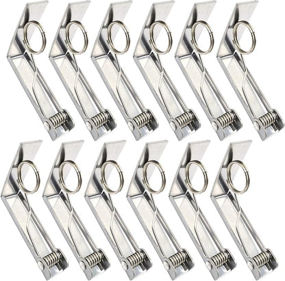 Tablecloth Clips 12 Packs Picnic Table Clips Stainless Steel Tablecloth Cover Clamps Table Cloth Holders Ideal for Home, Kitchen, Restaurant, Weeding, Picnic, Patio and Party(Up to 2.4")