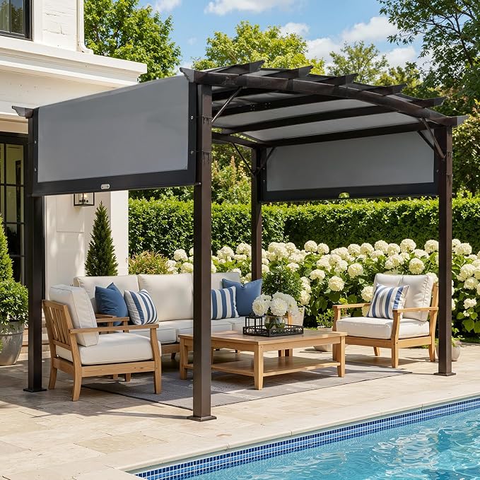VINGLI 9'x 12' Outdoor Retractable Pergola Canopy by VINGLI