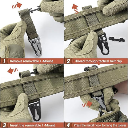 LIVANS Molle Belt Clip Key Holder Tactical Battle Belt Plate Carrier Vest Attachment Clip for Hanging Keys or Gloves, Universal Fit Molle Accessories Clip |T-Mount Clash Hook, Include Z-Buckle