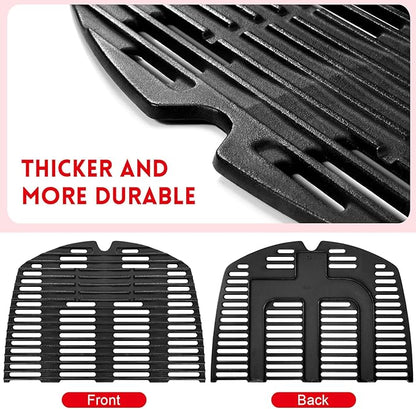 GGC 7646 7584 Grill Grates for Weber Q3200 Q320 Q300 Q3000 Q3100 Gas Grills, 17.8" x 25" Cast Iron Cooking Grates for Weber 586002 57060001 404341 Grill, 2PCS Replacement Accessories for Webber Baby Q