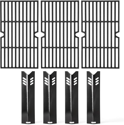 Grill Replacement Parts for Dyna Glo DGF493BNP, DGB494SPB, Backyard BY13-101-001-12, Uniflame GBC1343WP-U, Heat Plates Tents and Cast Iron Grill Grates Replacement for Dyna-Glo 4 Burner