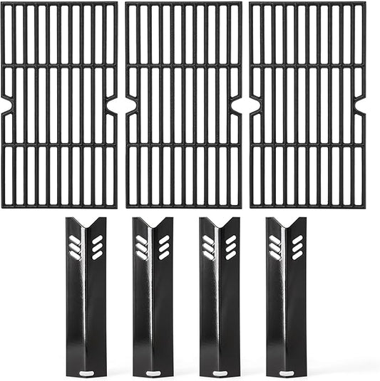 Grill Replacement Parts for Dyna Glo DGF493BNP, DGB494SPB, Backyard BY13-101-001-12, Uniflame GBC1343WP-U, Heat Plates Tents and Cast Iron Grill Grates Replacement for Dyna-Glo 4 Burner