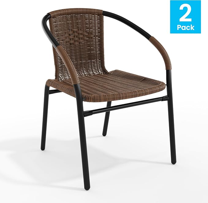 Flash Furniture Lila Modern Rattan Indoor/Outdoor Stackable Dining Chairs - Image 4