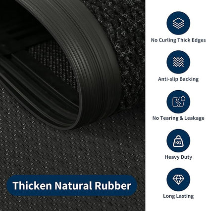 4' X 27' Commercial Outdoor Doormats Customized Sizes,Thick Heavy Duty Rubber Door Mat Indoor Outside, 0.35" Low Profile All-Weather Waterproof Matt for Garage Floor Patio Porch Entrance Entryway
