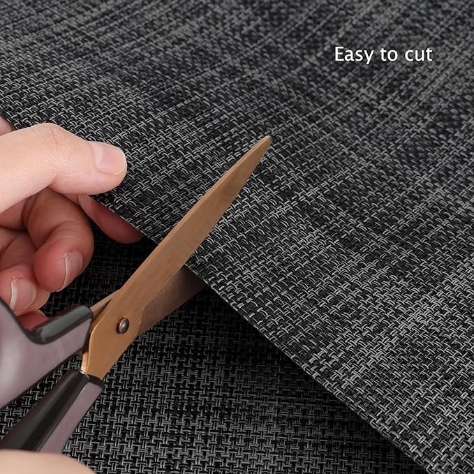 Myir JUN Table Runner, Vinyl Table Runner Indoor 55 Inch Long Arbitrarily Cropped Runner for Table Heatproof for Home Party (Dark Gray-Black, 15 x 55 inch)
