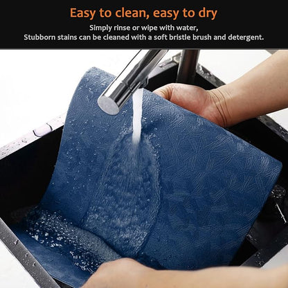 Vinyl Placemats Set of 8 Faux Leather 100% Waterproof Wipeable Washable Place Mats Heat Resistant Easy Clean Non-Slip Table Mats for Indoor Outdoor. (8,Blue)