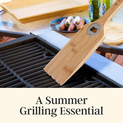 Totally Bamboo Grill Scraper with Bottle Opener – Bristle-Free Bamboo Wooden BBQ Scraper Tool for Outdoor Grill Cleaning – Safe for All Grates, Charcoal and Gas BBQs