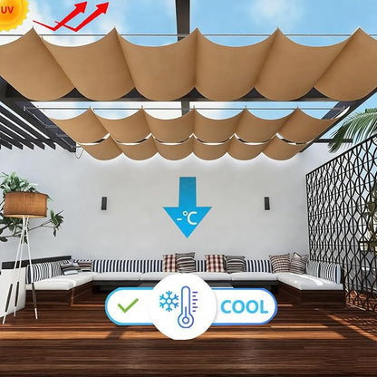 Retractable Wave Sun Shade Sail 4' x 9' Waterproof Pergola Shade Cloth Cover - Image 2