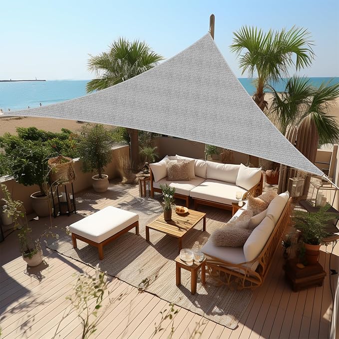 Shade&Beyond Custom Sun Shade Sail 12'x15'x19.2' Triangle Sun Sail Shades Patio by ShadeBeyond