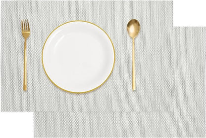 uxcell Faux Linen Placemats, 12x18 Inch Heat Resistant Place Mats Machine Washable Non-Slip Cloth Placemats for Dining Table Kitchen Indoor Outdoor Home Decoration(Gray,2Pcs)
