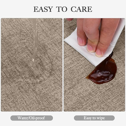 Faux Leather Heat Resistant Placemats Set of 6 – Waterproof Oilproof Wipeable Dining PU Vinyl Place Mat Easy Clean Table Mats for Kitchen/Dining/Party/Holiday, Khaki