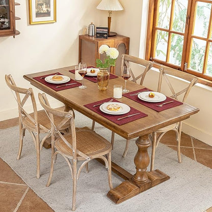 Blue Forest Placemats Set of 4, Dual-Layered Thickened Faux Linen Cloth Place Mats Heat Resistant Machine Washable Wrinkle Free Table Mats Indoor/Outdoor (Red)