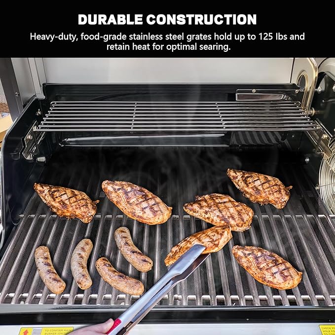 SUS304 9MM Stainless Steel Grill Grates for Ninja FlexFlame PG300 Series,XSKGRILLGRATE Upgrades Premium Grill Grates Durable,Easy to Clean,Heat Retaining,Upgrade for FlexFlame Grill Accessory,Set of 2