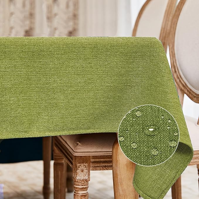 BALCONY & FALCON Rectangle Tablecloth Washable Wrinkle Resistant and Water Proof Table Cloth Decorative Linen Fabric Tablecloths for Dining Parties Kitchen Wedding and Outdoor(Avocado Green, 55x70)