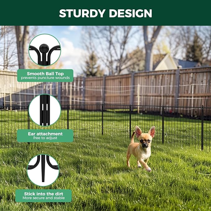 FXW Decorative Garden Fence for Yard - 20in(H) x 59.2ft(L) 32 Panels - Metal Fencing Panels - Animal Barrier Border for Dogs & Rabbits, Flower & Plant Edging