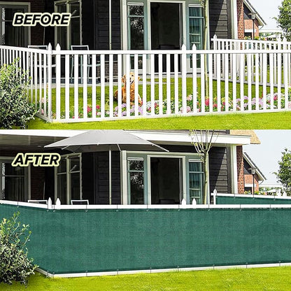 LOVE STORY 3'x10' Dark Green Balcony Screen Privacy Fence Cover UV Protection (HDPE) Weather-Resistant 3 FT Height Shield for Deck, Patio, Backyard, Outdoor Pool, Porch, Railing